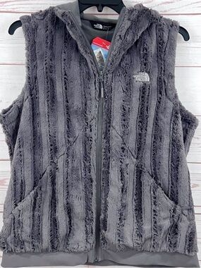 The North Face Charcoal Gray Faux-Fur Hooded Vest